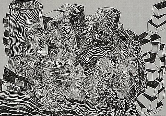 Click the image for a view of: Untitled (Landscape 01). 2008. Pen & Ink. 300 x 420mm