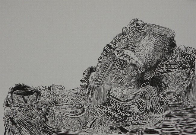 Click the image for a view of: Untitled (Landscape 03). 2008. Pen & Ink. 300 x 420mm