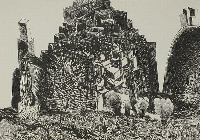 Click the image for a view of: Untitled (landscape 04). 2008. Pen & Ink. 300 x