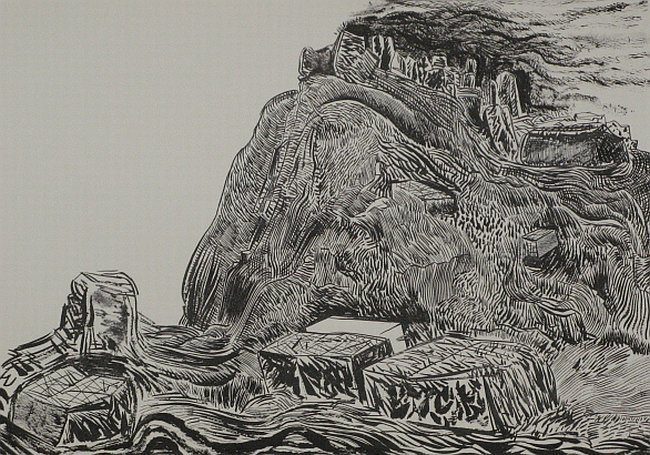 Click the image for a view of: Untitled ( Landscape 05). 2008. Pen & Ink. 300 x 420mm