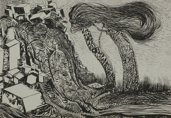 Click the image for a view of: Untitled (Landscape 07). 2008. pen & ink. 300 x 420 mm