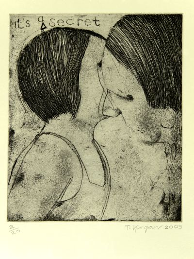 Click the image for a view of: It s a secret. 2009. Etching. Edition 20. 395X310mm