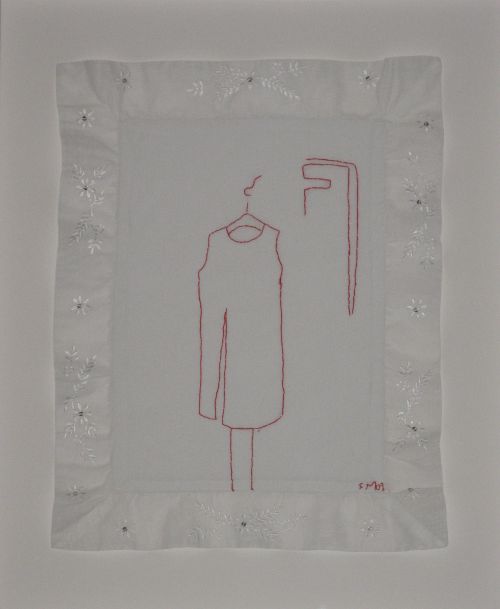 Click the image for a view of: Untitled III. 2009. Found cloth, cotton thread embroidery. 450x350mm