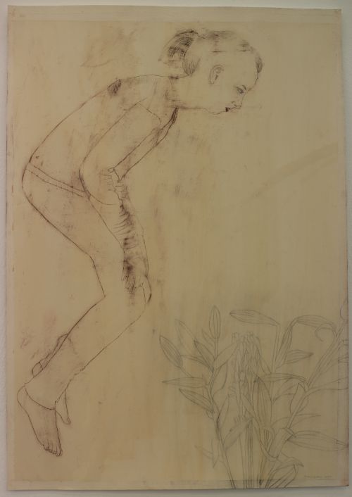 Click the image for a view of: Terry Kurgan. Untitled (tilts). 2011. charcoal, pencil, pastel, red oxide, oil on Fabriano paper primed with rabbit-skin glue. 1000X700mm