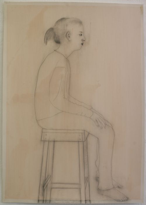 Click the image for a view of: Terry Kurgan. Untitled (waits). 2011. charcoal, pencil on Fabriano paper primed with rabbit-skin glue mixed with gouache. 1000X700mm